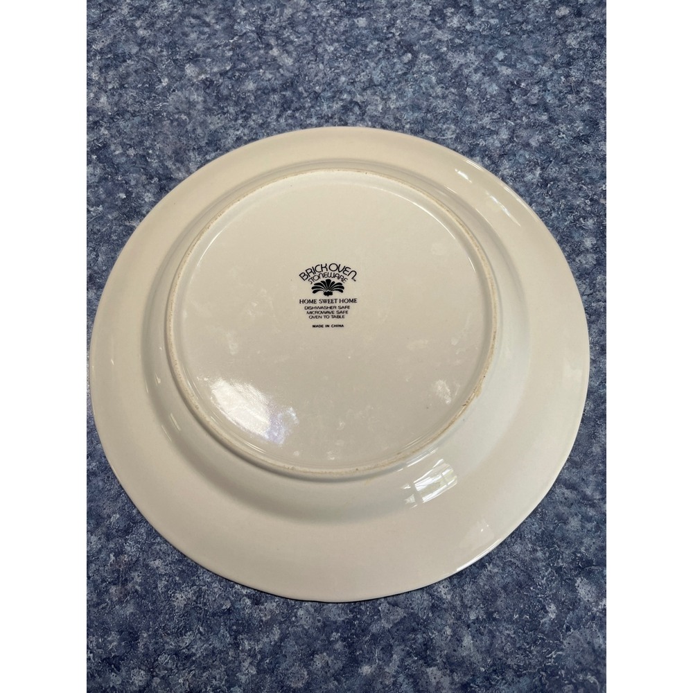 Brick Oven Stoneware Home Sweet Home Dinner Plate Folk Art Village Scallop 10.7" - Picture 2 of 4